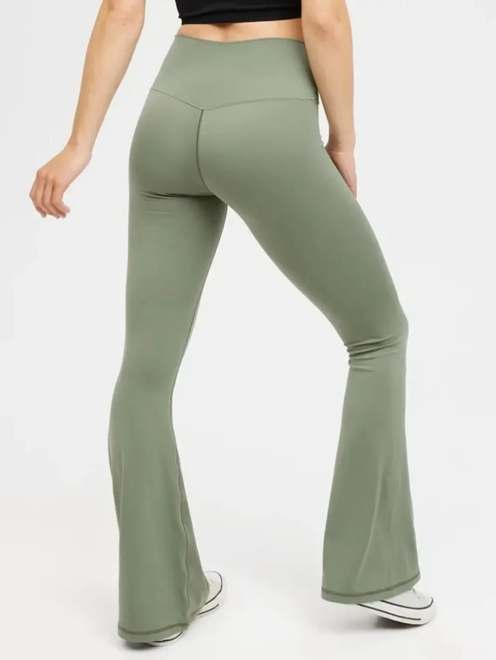 OFFLINE Aerie Olive Fun Green Real Me High Waisted Crossover Flare Legging Small